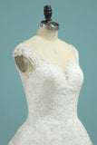 2024 Cap Sleeve Wedding Dresses A Line Tulle PM8H2BXT