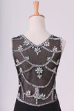 2024 Black Prom Dresses Scoop Neckline Mermaid Chiffon With Beads And P5R5NKNH