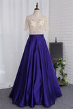 2024 A Line Prom Dresses Scoop Beaded Bodice Short PMMDJ8EB