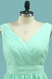 2024 Bridesmaid Dresses V Neck Chiffon With Ruffles A PNDNYJF1