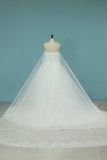 2024 Gorgeous Wedding Dresses Sweetheart With Applique And Beads Chapel Train PEBF3APR