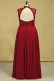 2024 High Neck  Prom Dresses Beaded Bodice Burgundy/Maroon A Line Chiffon Open Back