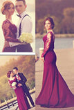 2024 Long Sleeves Prom Dresses Spandex Mermaid With Applique PLF62QBD