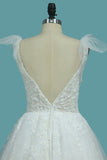 2024 A Line Spaghetti Straps Wedding Dresses Tulle & Lace With Applique P7DNS6EG