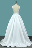 2024 New Arrival Straps Satin Wedding Dresses With Sash/Ribbon PXQJCQ5G