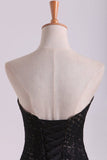 2024 Evening Gown Sweetheart Mermaid Floor Length Corset Black Lace Tulle P5QNHMGS