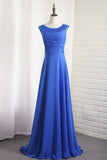 2024 Chiffon Bateau A Line Prom Dress Ruffled And Beaded PSYJHDCH