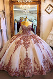 Princess Ball Gown Strapless Sweetheart Prom Dresses with Tulle, Beading Quinceanera Dresses SRS15524