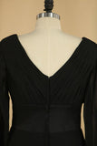 2024 Black Sweep/Brush V Neck Sheath/Column Chiffon PD18THK8