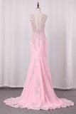 2024 Chiffon Mermaid V Neck Wedding Dresses With Applique P73YDP5A