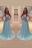 2024 Elegant Two-Piece Prom Dresses A Line Chiffon PJPGZ1XY