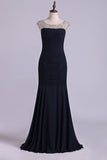 2024 Bateau Prom Dresses Mermaid Chiffon Floor Length With P5Z8MMKR