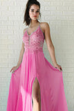 2024 Chiffon Prom Dresses With Applique Sweep Train PH7A6QB8