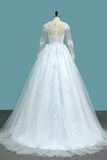 2024 A Line V Neck Long Sleeves Wedding Dresses Tulle PA96Z51S