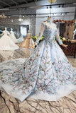 2024 Ball Gown Lace Up Back Cathedral Train Wedding Dress Appliques&Beads PPTCFFT7