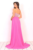 2024 A Line Sweetheart Beaded Bodice Prom Dresses Chiffon Sweep P8YC1KZQ