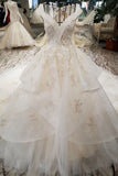 2024 Champagne Wedding Gown V Neck Royal Train Handmade Beading Lace PQNX3KNC