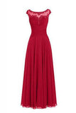 Elegant Applique Beading Long Chiffon Prom Dresses Evening Dresses