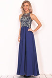 2024 Chiffon Scoop Prom Dresses A Line With Beads&Rhinestones Chiffon PFYF7X1D