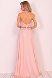 2024 Chiffon Halter Open Back Prom Dresses With Beads And Embroidery P8MGPL5X