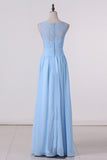 2024 A Line V Neck Chiffon & Lace Bridesmaid Dresses PBZLT14Z