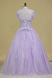 2024 Quinceanera Dresses Sweetheart Tulle With Beads P82YLBPH