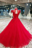 2024 Gorgeous Red Wedding Dress Special Price High Neck Floor Length PQNQC2X8