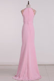 2024 Mermaid Prom Dresses Scoop Satin With Beading PEZC8JLR