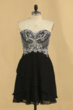 2024 A Line Sweetheart Beaded Bodice Chiffon Short/Mini Homecoming P3B8LF22