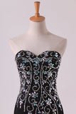 2024 Mermaid Beaded Bodice Chiffon With Slit Prom Dresses Sweep PL29Y9YT