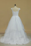 2024 A Line Wedding Dresses Cap Sleeve With Applique PCJY48RX