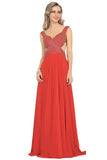 2024 Chiffon Straps Beaded Bodice A Line Open Back Sweep Train P96K35RT