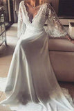 2024 Chiffon 3/4 Length Sleeves Wedding Dresses V Neck Open Back PD6QNYM2