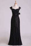 2024 Black Off The Shoulder Bridesmaid Dresses Sheath Floor Length PTS3271T