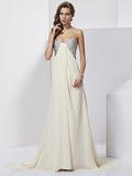 Sheath/Column Sweetheart Sleeveless Beading Long Chiffon Dresses TPP0003367