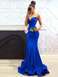 Trumpet/Mermaid Stretch Crepe Sweetheart Ruffles Sleeveless Sweep/Brush Train Dresses TPP0003807