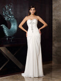 Trumpet/Mermaid Sweetheart Beading Sleeveless Long Chiffon Dresses TPP0003072