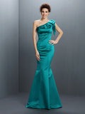 Trumpet/Mermaid One-Shoulder Sleeveless Long Satin Dresses TPP0009234