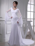 Trumpet/Mermaid Beading V-neck Chiffon Long Wedding Dresses TPP0006790