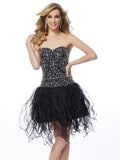 Sheath/Column Sweetheart Sleeveless Beading Short Organza Homecoming Dresses TPP0008773