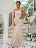 Trumpet/Mermaid Stretch Crepe Ruffles Strapless Sleeveless Sweep/Brush Train Bridesmaid Dresses TPP0004906