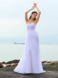 Sheath/Column Sweetheart Beading Sleeveless Long Chiffon Beach Wedding Dresses TPP0006245