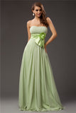 Sheath/Column Strapless Sleeveless Ruffles Long Chiffon Elastic Woven Satin Bridesmaid Dresses TPP0005521