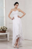 Sheath/Column Sweetheart Sleeveless Beading Applique High Low Organza Wedding Dresses TPP0006829