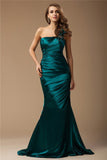 Trumpet/Mermaid One Shoulder Sleeveless Long Ruffles Beading Elastic Woven Satin Dresses TPP0004048