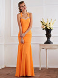 Trumpet/Mermaid Halter Sleeveless Beading Long Chiffon Dresses TPP0003356