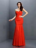 Trumpet/Mermaid Sweetheart Pleats Sleeveless Long Chiffon Bridesmaid Dresses TPP0005371