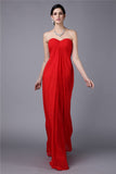 Sheath/Column Strapless Sleeveless Pleats Long Chiffon Dresses TPP0004395