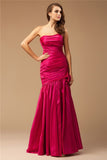 Trumpet/Mermaid Strapless Sleeveless Ruffles Long Taffeta Dresses TPP0004666