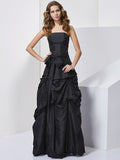 Sheath/Column Strapless Sleeveless Bowknot Long Taffeta Dresses TPP0003662